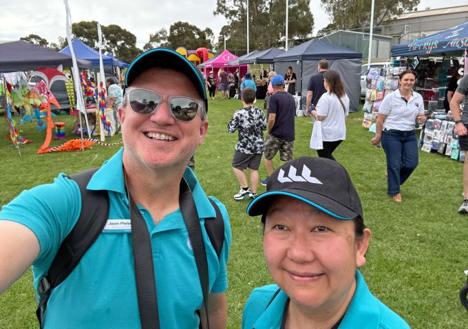Dorothy and Jason take in the fun of the fete.