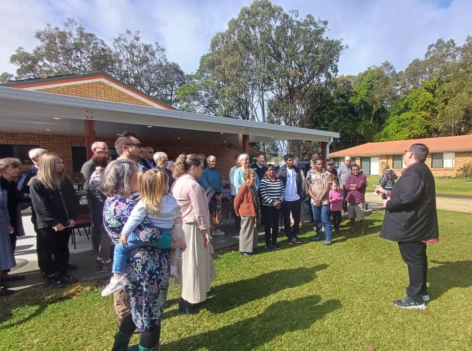 Blessing the new verandah at St Peter's Port Macquarie.
