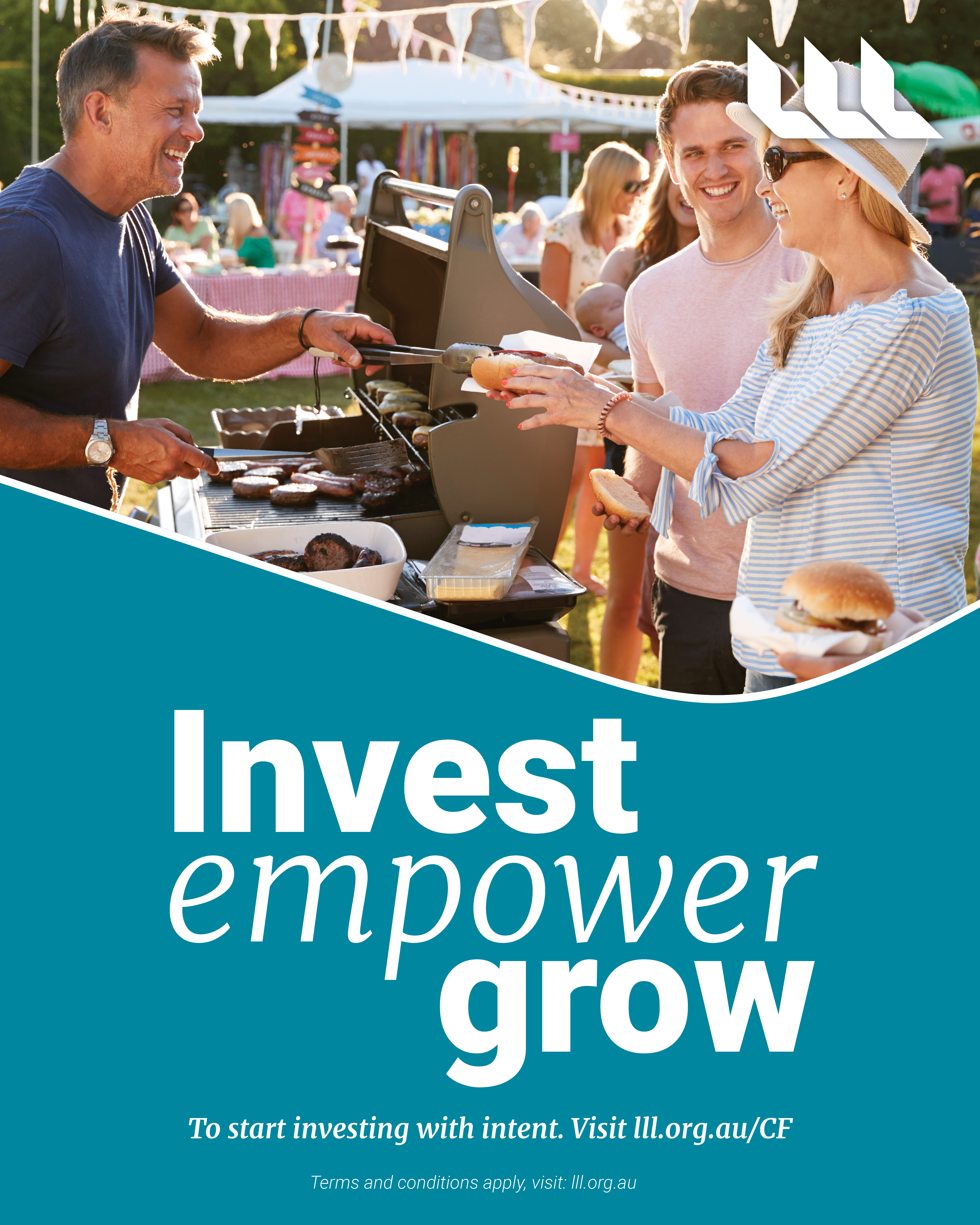 Invest empower - BBQ in the park - social media tile 1080px x 1920px