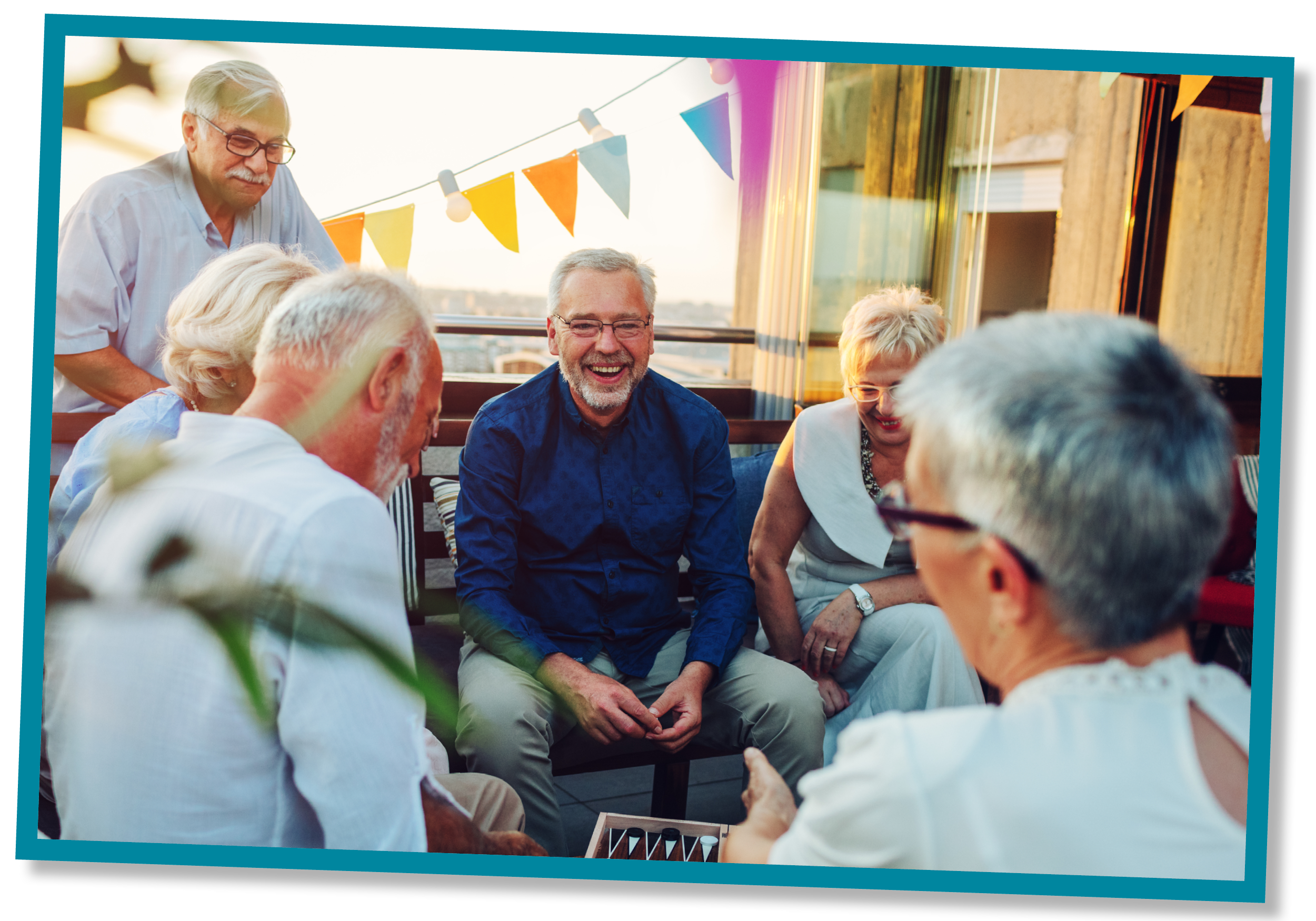 Community gathering of older adults outdoors