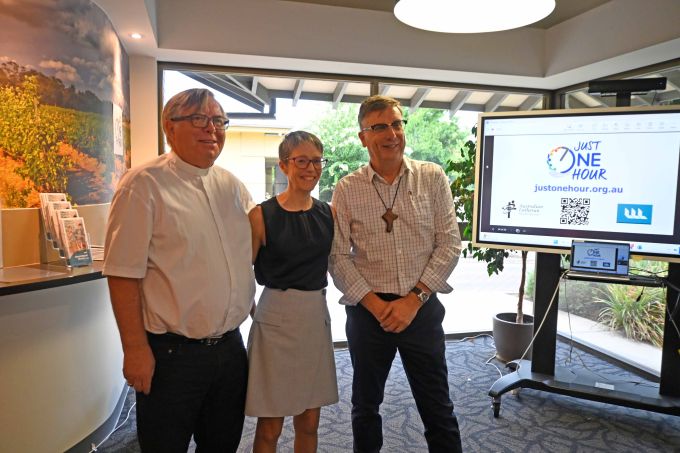LLL CEO Karen Pienaar with Bishop Andrew Brook and Reverend Doctor Russell Briese.