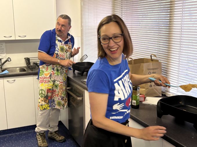 All fun in the pancake kitchen!