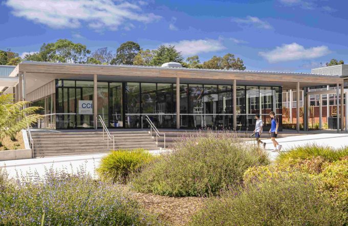 The font entry to Luther College's new CCI.