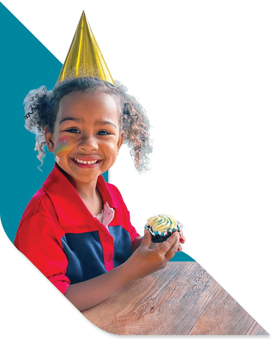 Grow more than interest - a young school girl celebrates a birthday in the community